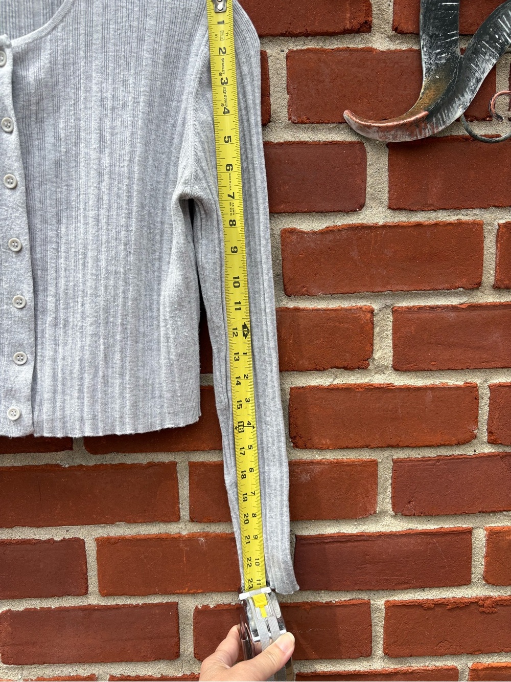 Garage Light Gray Ribbed Button-Up Cropped Cardigan - Picture 4 of 5